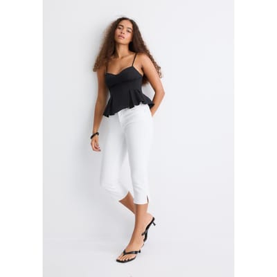 Stradivarius Nauwsluitende top met plooien  Zwart XS