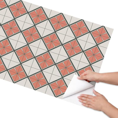 Coloray Meubel Wrap Folie - Oranje Meubelfolie - 65x130 cm - Plakfolie Meubels Schaakbord van tegels - Decoratiefolie Zelfklevend - Geometrische Meubelfolie - Meubelfolie Zelfklevend - Badkamer decoratie - Achtergronden en patronen