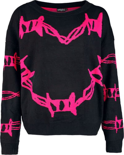 Heartless Barbed Wire Heart Jumper Dames Gebreide trui - zwart/roze - S