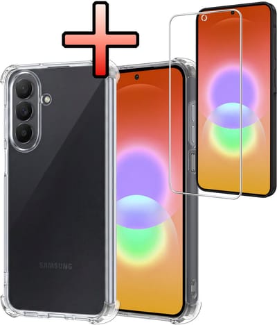 Hoesje - Met Screenprotector - Geschikt voor Samsung Galaxy A27 - Sterk & Shockproof - Siliconen Case - Back Cover - Telefoon Hoes - Shock Proof - Transparant