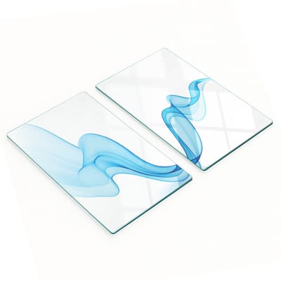 Decoratieve snijplanken van gehard glas met blauwe lijnen, 2x30x52 cm