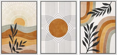 Canvas Muurkunst Set - Abstracte Decoratie - Woonkamer Decoreren - Drie Delig Paneel - 16x24 Inch - Geometrisch Patroon