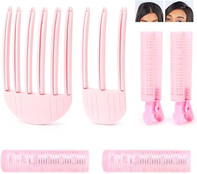 Set van 6 krultangen voor natuurlijk, volumineus haar en fluffy bangs, eenvoudig en duurzaam, geschikt voor mannen en vrouwen