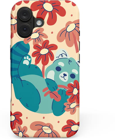 Casetastic hoesje geschikt voor Apple iPhone 16 - MagSafe - Dubbellaagse bescherming - Rode panda knuffels - Fashion Case - Zand Petrol Perzik Koraal