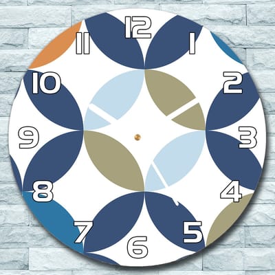 Coloray Wandklok - Geometrische bloemen Glazen Wandklok - 30fi cm - Wit Wandklok - Wandklok Ronde - Wandklok Klassiek - Wandklokken Woonkamer - Stille Wandklok