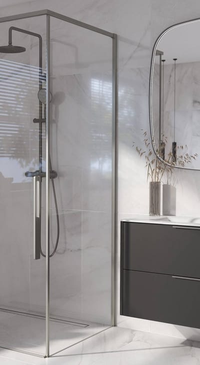 Saqu Syra zijwand 80x210cm geborsteld grijs helder glas