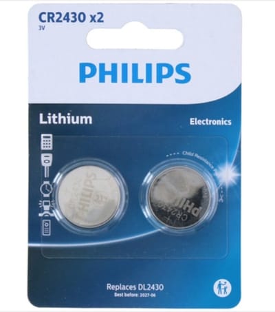 Philips CR2430 Lithium Batterijen 3.0V - Knoopcelbatterij voor afstandsbediening, autosleutels en horloges - 24mm - Zilver - 2 stuks per verpakking