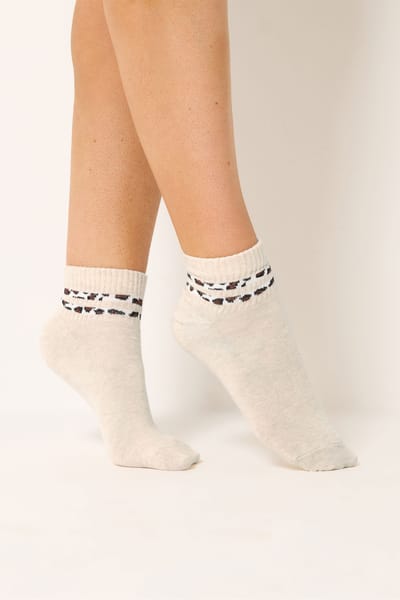 Yours 4Pack Witte Enkelsokken Met Dierenprint Size 37-40