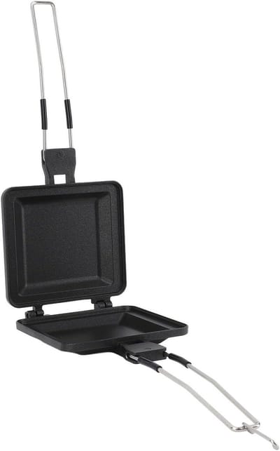 Sandwichmaker Gasfornuis - Tosti Grill - Ontbijt Maken - Gelijkmatige Verwarming - 19x15x5 cm - Zwart