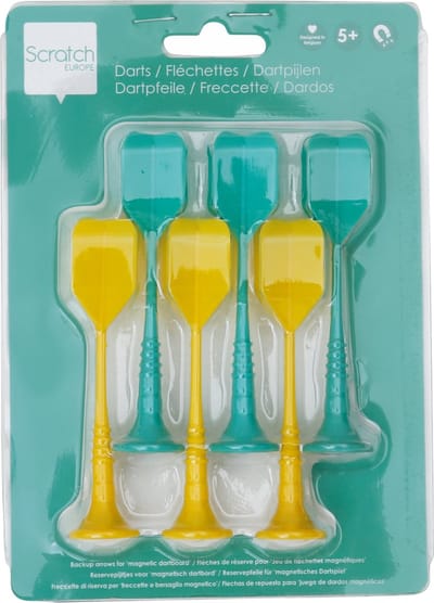 SCRATCH Magnetische Darts - Set Blauw-Geel - Set Van 6 Stuks - 5 Jaar
