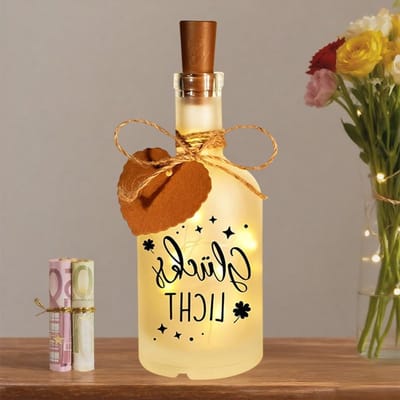 Verlichte decoratieve fles met kurk, LED verlichting voor feestjes, cadeaus en verjaardagen, unieke cadeau-ideeën