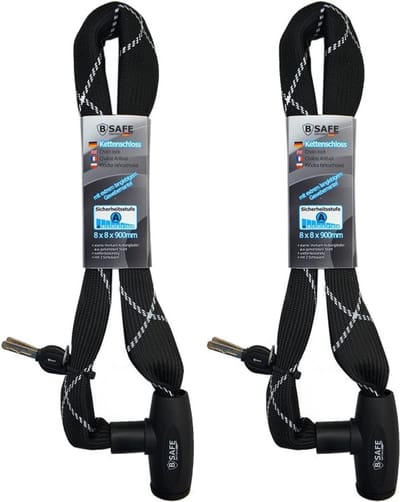 2x stuks hoogwaardige fiets en motoren kettingsloten 8 x 8 x 900 mm - hangsloten - zware kwaliteit - kettingsloten gehard staal
