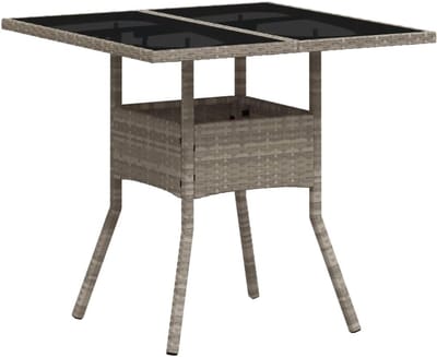 Tuintafel - Balkontafel Buiten - Buiten Eten - Glazen Tafelblad - 80x80x75 cm - Lichtgrijs