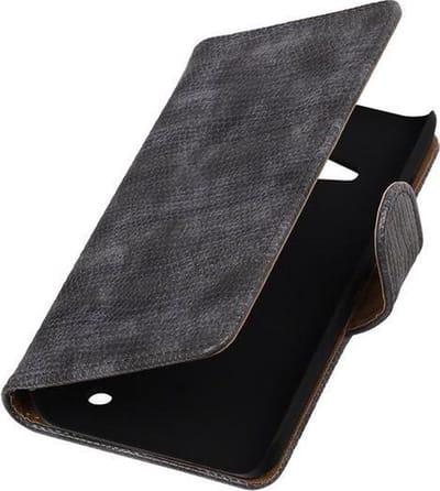 Grijs Mini Slang Booktype Microsoft Lumia 550 Wallet Cover Hoesje