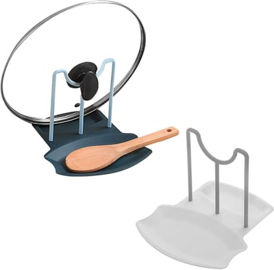 Multifunctionele Lid Houder voor Keukenpotten - 2 Stuks, Ideaal voor Pannen, Lepels en Dekselopslag (Blauw/Wit)