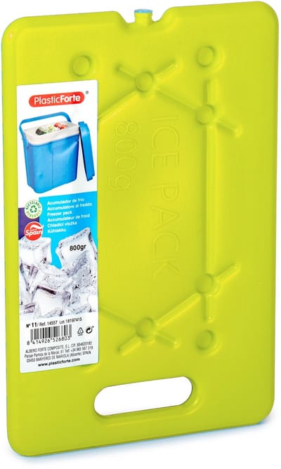 Plasticforte Platte dunne Koelelementen 800 gram - 30 x 20 x 1.5 cm - groen - Voor koelbox en koeltas