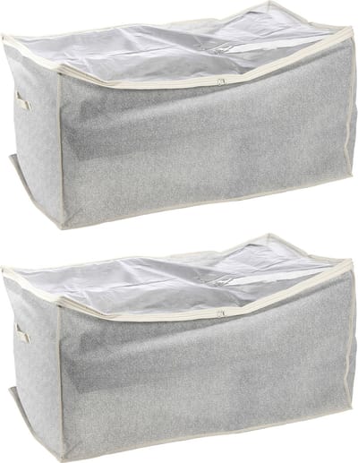 MSV opbergtas/beschermhoes beddengoed/kleding - 2x - grijs - polyester - 91 x 53 x 47 cm