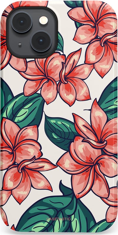 Casetastic hoesje geschikt voor Apple iPhone 14 Plus - MagSafe - Dubbellaagse bescherming - Bloemenparadijs - Fashion Case - Petrol Koraal Perzik Wit