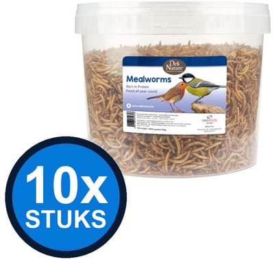 10x Deli Nature - Greenline meelwormen pallet 700gr - Vogelvoer - 700 g
