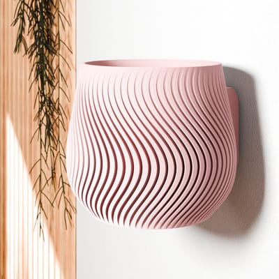 Fleuriek - Hangende bloempot modern design - Lichtgewicht & duurzame plantenpot van bioplastic, voor kleine en middelgrote kamerplanten - Roze plantenpot - Ø12 cm