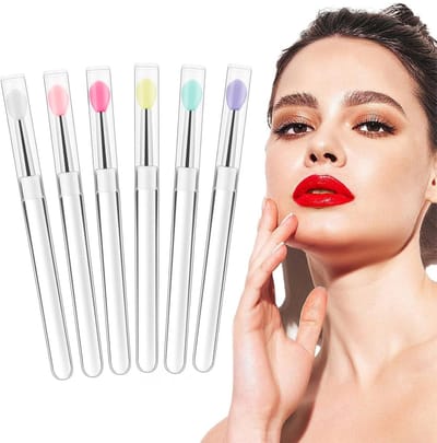 Dailygoods- Lippenkwasten Set van 6 - Zachte Siliconen Applicators - Herbruikbare Staafjes - Professionele Lipmake-up - Inclusief Tas - Milieuvriendelijk - Make-upkwasten