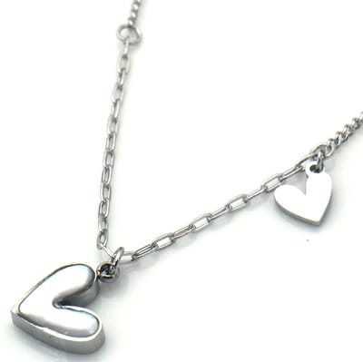 Dames Ketting - Zilver - Hart Design - Roestvrijstaal (RVS) - 45CM – valentijn – cadeau