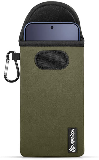 MobyDefend Hoesje - Geschikt voor Xiaomi 17T Pro - Neopreen Pouch Met Karabijnhaak - Insteek - Riemlus - Groen