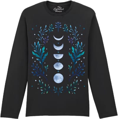 Maan Bloemen Moonlight Garden Blue The Coloured House Longsleeve T-shirt XXL