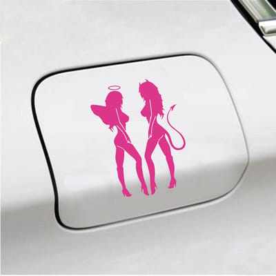 Bumpersticker - Engeltjes - 14 X 10 - Roze
