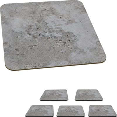 Onderzetters voor glazen - Patroon - Grijs - Oud - Beton - 10x10 cm - Glasonderzetters - 6 stuks