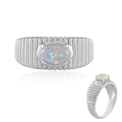Cavill - 925 Sterling Zilveren Ring met 0 414 ct Welo Opaal - Ovale Cabochon Edelsteen - Moderne Elegante Brede Zilveren Ring