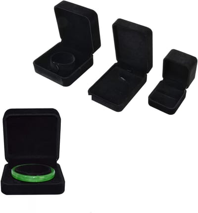 Elegante Set van 3 Fluwelen Sieradenboxen voor Kettingen, Armbanden en Ringen - Perfect voor Verlovingen, Huwelijken en Cadeaus, Zwart