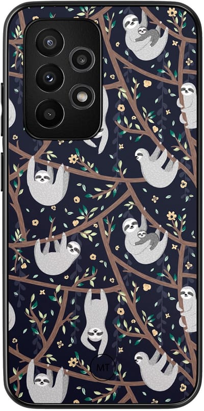 Hoesje geschikt voor Samsung Galaxy A53 - Luiaard print - TPU Hard Case Backcover - Blauw - Mooie Telefoonhoesjes