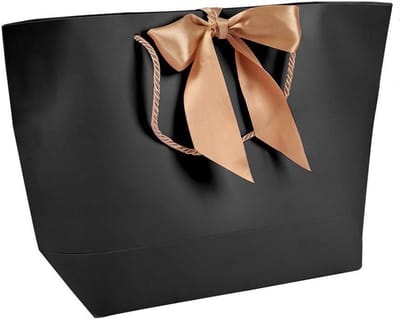 Papieren cadeauzakjes met lint - set van 10 - souvenir cadeauzakjes - kleding - make-up - boetiekverpakking - gouden handvat - 37 x 11 x 25