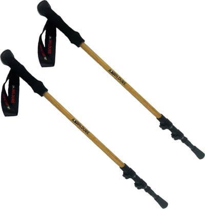 Wildure - VICU Bamboo - Wandelstokken - 100-135cm - 205 gram per stok - Bamboe & aluminium - 2 stuks