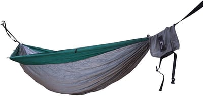 Dubbele Hangmat - Kampeerhangmat Reishangmat - Outdoor Ontspanning - Ultralicht Nylon - 300 x 190 cm - Donkergroen Grijs
