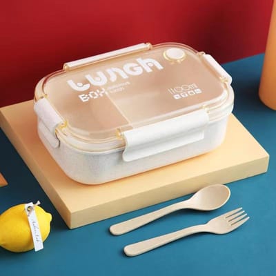 1100ml Lunchbox van Tarwestro, Studentenlunchbox, Afgesloten/Verdeelde Lunchbox met Bestek, Kan in de Magnetron worden Verwarmd 1100ml