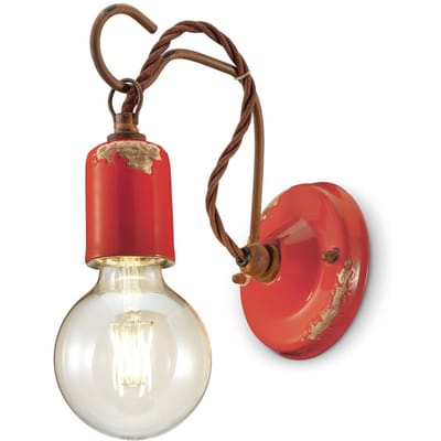 Ferroluce C665 wandlamp in vintage stijl, rood
