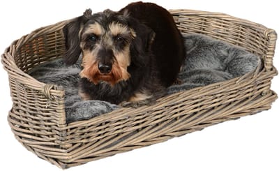 UNUS® Hondenmand slaapplaats van wilg grijs met kussen 66 cm