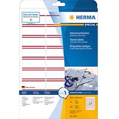 Naam- en textieletiketten 5412 Herma - 63,5 x 29,6 mm - met rode rand -27 etiketten per vel - pak van 20 vellen