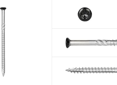 Wovar Potdekselschroeven Zwart RVS 410 4 x 80 mm Torx 20 Deeldraad | Doos 200 Stuks | Houtschroeven