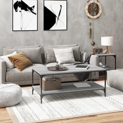 vidaXL - Salontafel - 80x50x40 - cm - bewerkt - hout - grijs - sonoma - eiken