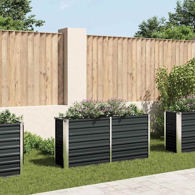 vidaXL - Plantenbak - verhoogd - 160x40x77 - cm - gegalvaniseerd - staal - antraciet