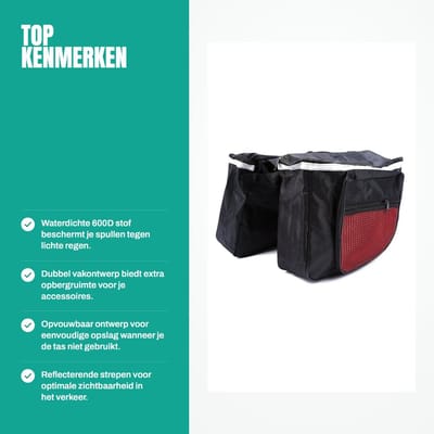 Dailygoods- Fietstas Waterdicht - Fietstas Achter - Inklapbaar - Reflecterende Strepen - Draagtas met Handvat - 25 Liter - Fietsbagage
