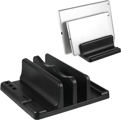 Famanu - Verticale laptopstandaard - Enkele sleuf - Zwart - Draagbaar bureau-accessoire