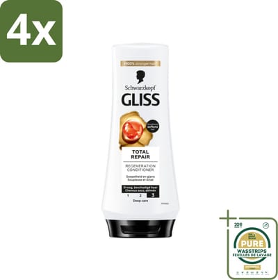 Gliss - Hair Repair - Conditioner voor Totaal Herstel - 200 ml - Voordeelverpakking - 4 stuks - Droog haar - Beschadigd haar