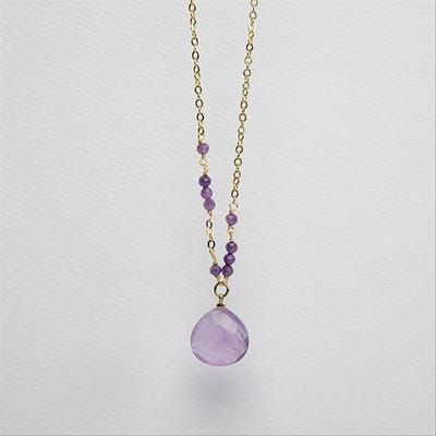 Luxeketting, metaallegering zoqoyi en natuurlijke amethist 18K vergulde afwerking