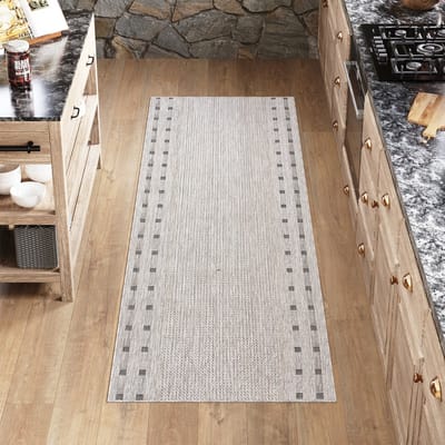 Tapiso Melissa Loper Laagpolig Grijs Indoor Outdoor Vloerkleed Maat- 80x300