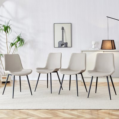MIVRAY Eetkamerstoelen - Ergonomisch Ontwerp Met Antislip Voeten - Voor Eethoek En Werkkamer - Kunstleer En Metaal - Warmgrijs