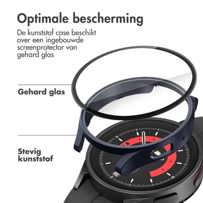 Screen protector - Geschikt voor Samsung Galaxy Watch 6 - 40 mm - Full Cover Hard Case / Beschermend Hoesje - Donkerblauw